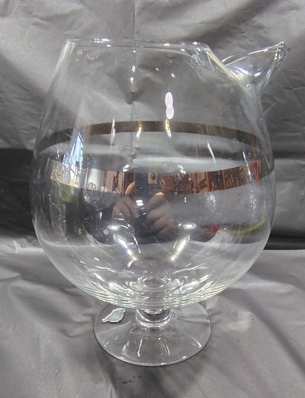 Vintage West Virginia Glass Footed Martini Pitcher W/Pinched Spout